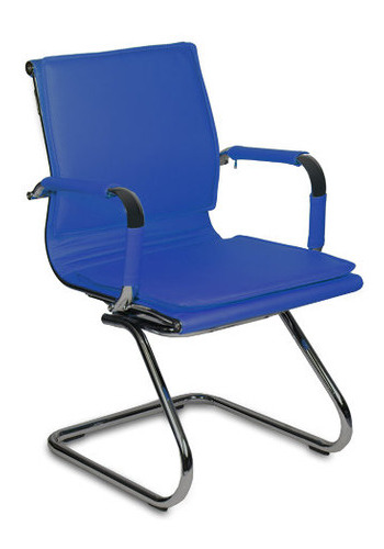 Кресло Бюрократ CH-993-Low-V/blue низкая спинка синий искусственная кожа полозья хром